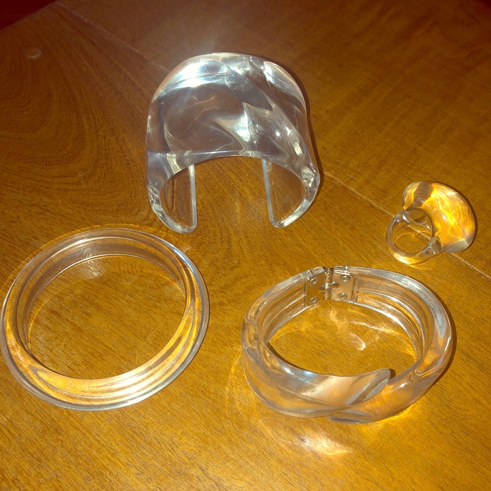 Rare Vintage Lucite Bracelets and Ring